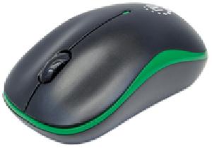 Manhattan Success Wireless Mouse - Black/Green - 1000dpi - 2.4Ghz (up to 10m) - USB - Optical - Three Button with Scroll Wheel - USB micro receiver - AA battery (included) - Low friction base - Three Year Warranty - Blister - Ambidextrous - Optical - RF W